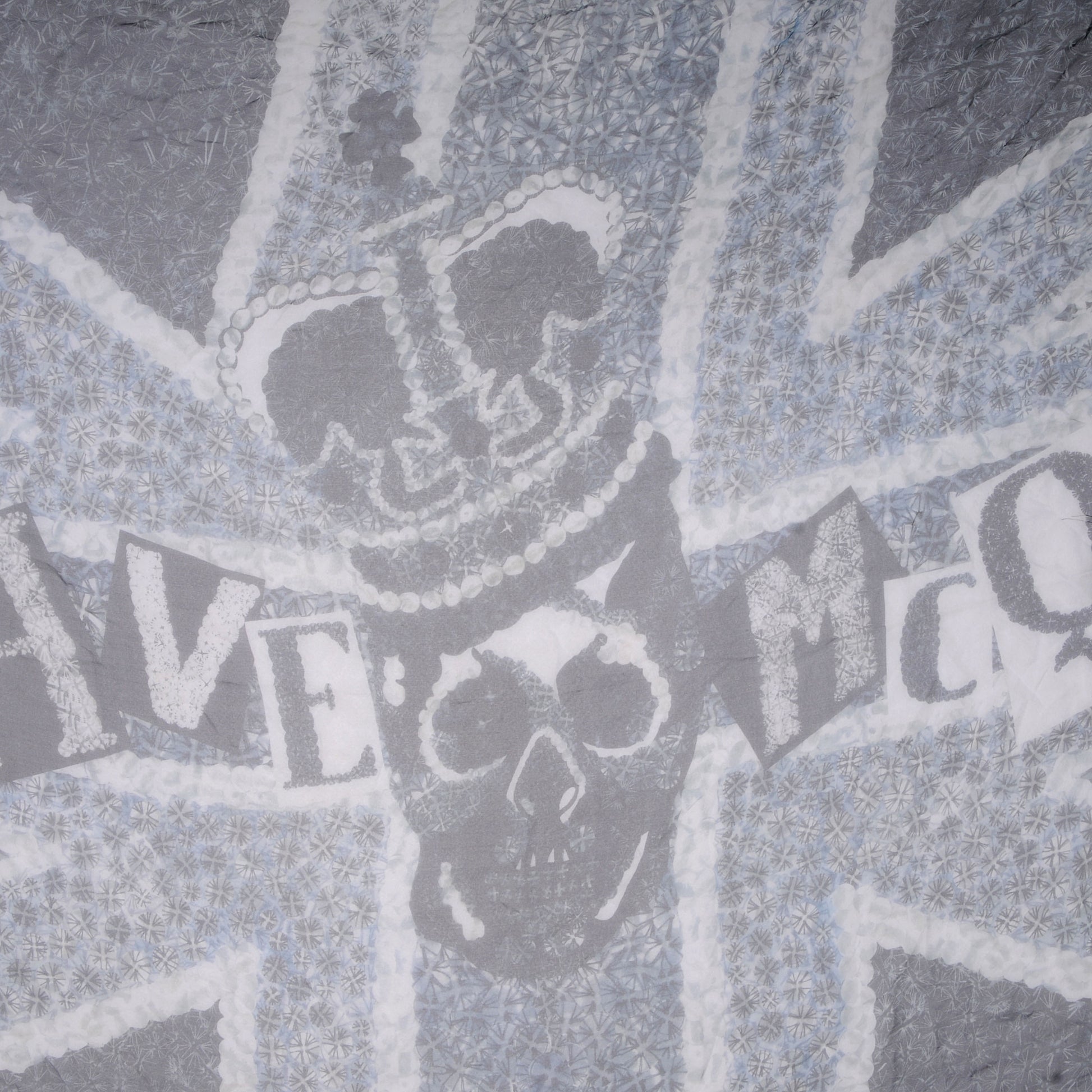 Alexander McQueen Silk Chiffon God Save McQueen Scarf Grey 4 of 8