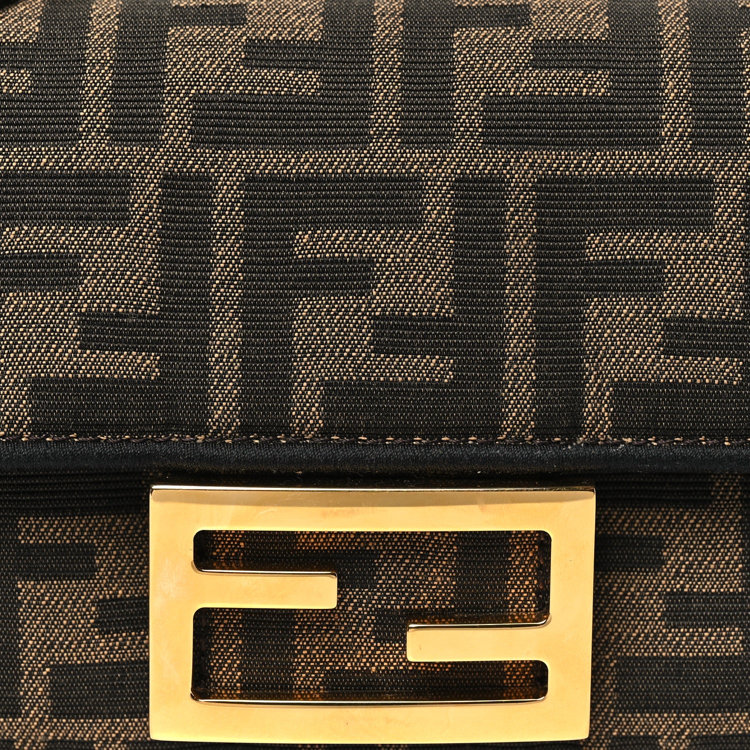 Fendi Fabric Jacquard FF 1974 Mini Baguette Tobacco Moro Black 8 of 11