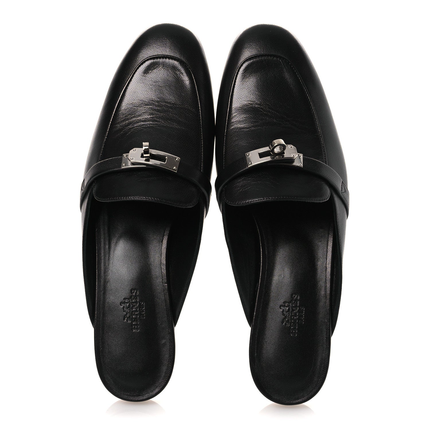 Hermes Glazed Calfskin Oz Mules 41 Black 2 of 10