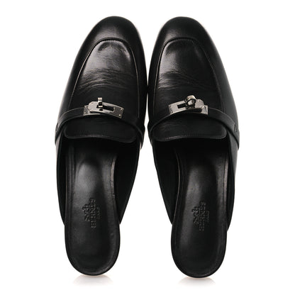 Hermes Glazed Calfskin Oz Mules 41 Black 2 of 10