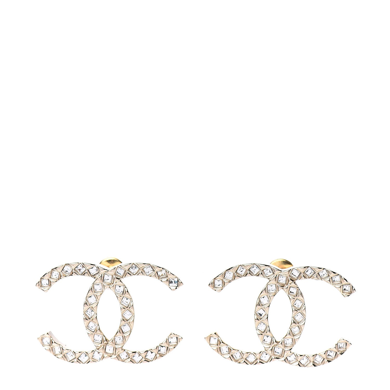 Chanel Baguette Crystal High Society CC Earrings Gold 1 of 5