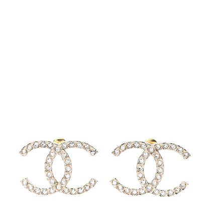 Chanel Baguette Crystal High Society CC Earrings Gold 1 of 5