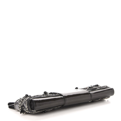 Fendi Patent Embellished Cutout Baguette Clutch Black 4 of 9