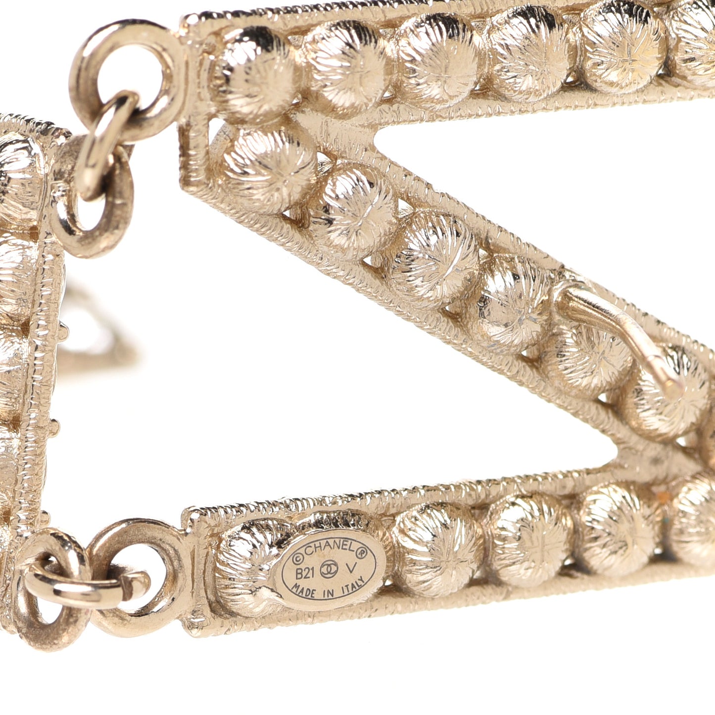 Crystal Cha-Nel Logo Drop Earrings Gold