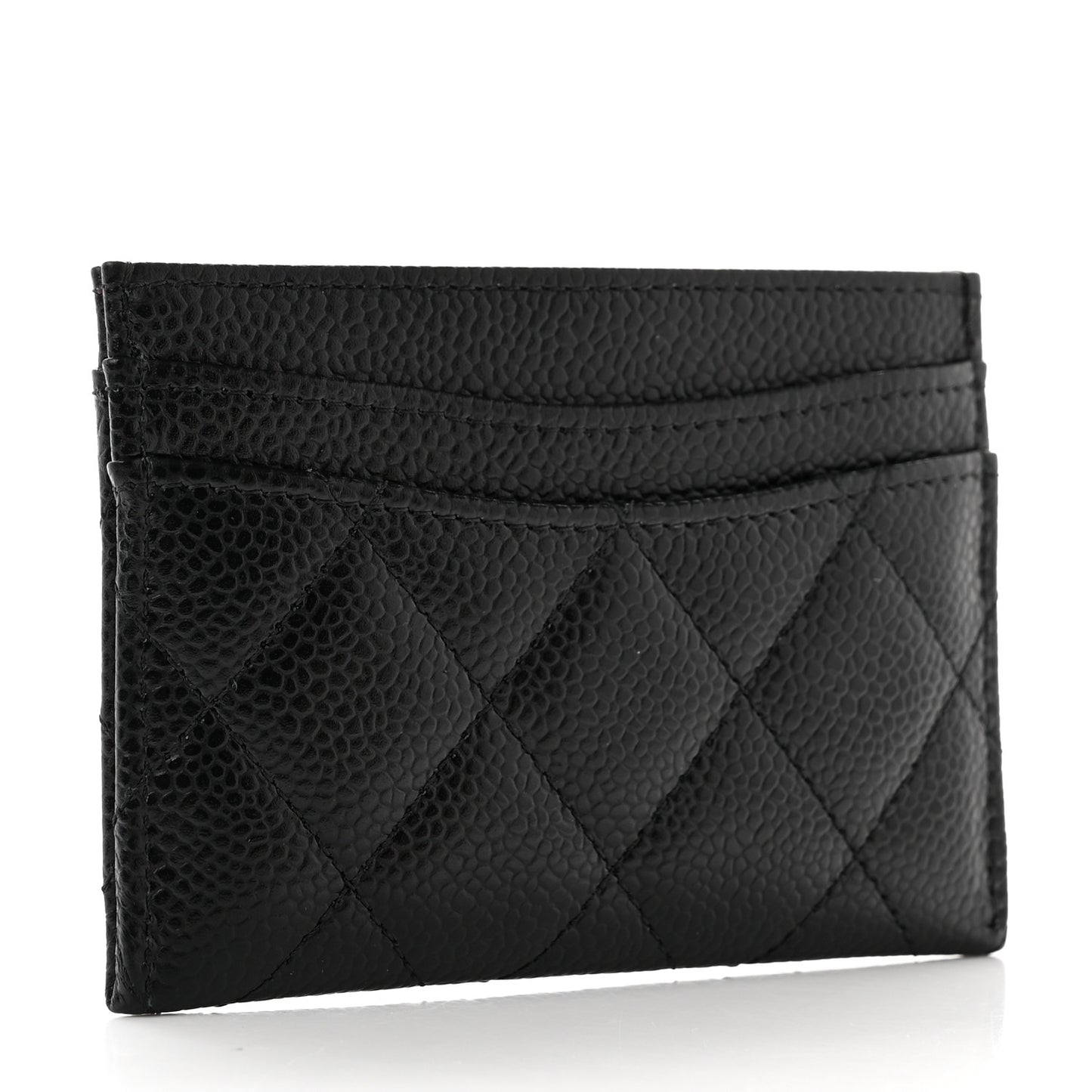 Caviar Quilted Card Holder Black