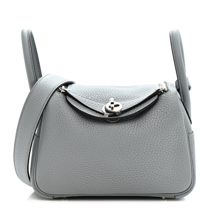 Hermes Taurillon Clemence Mini Lindy 20 Gris Pantin 1 of 11