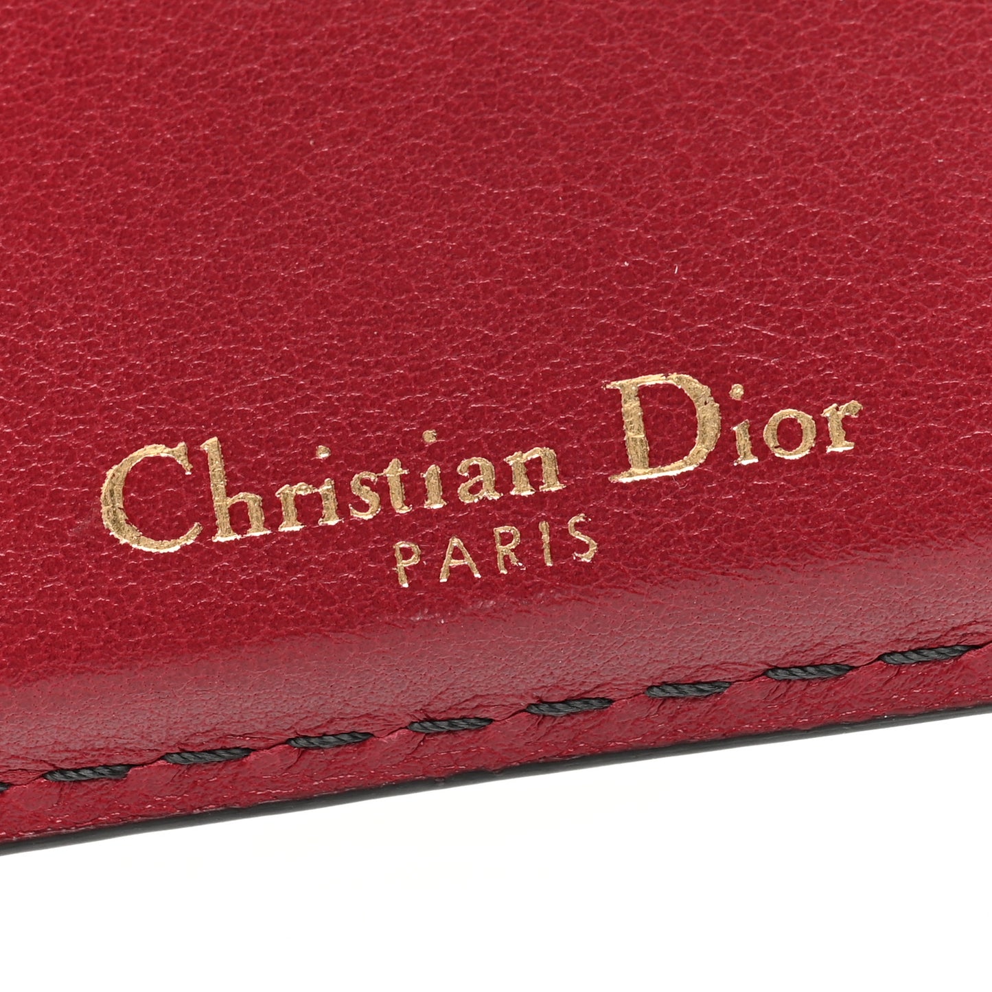 Calfskin D-Fence Card Holder Red