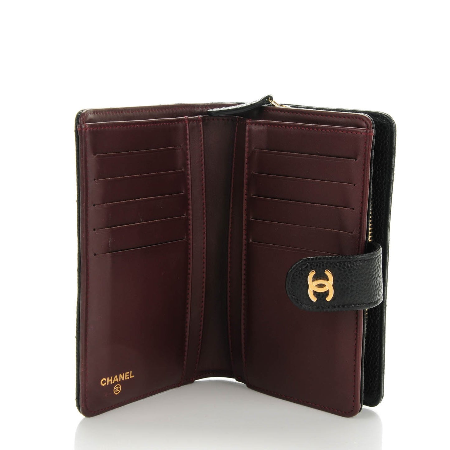 Caviar Quilted Zipped Pocket Wallet Black