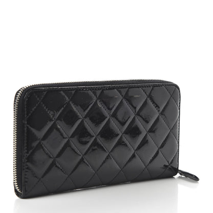 Chanel Patent Quilted Zip Around Wallet Black 3 of 11