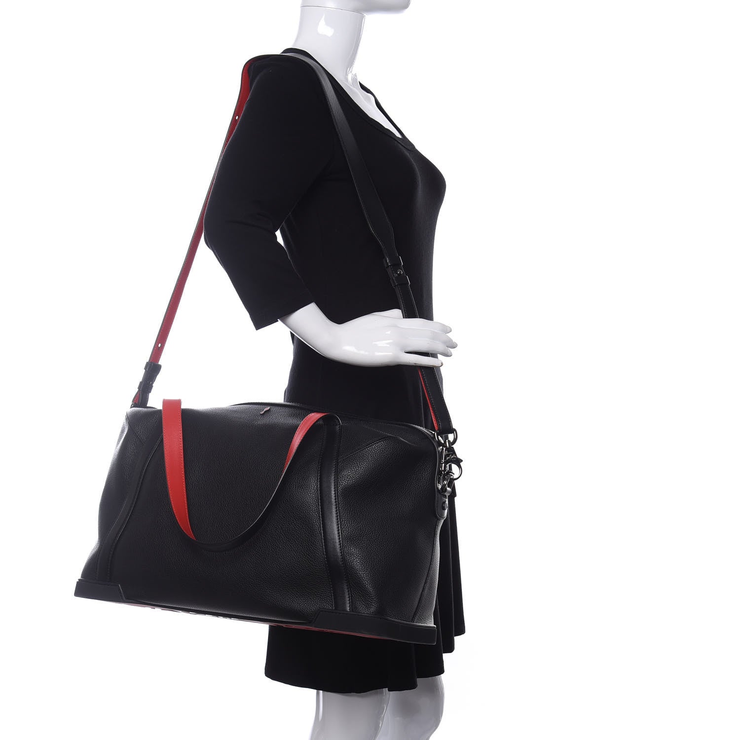 Christian Louboutin Calfskin Studded Spikes Shoulder Bag Black 2 of 9