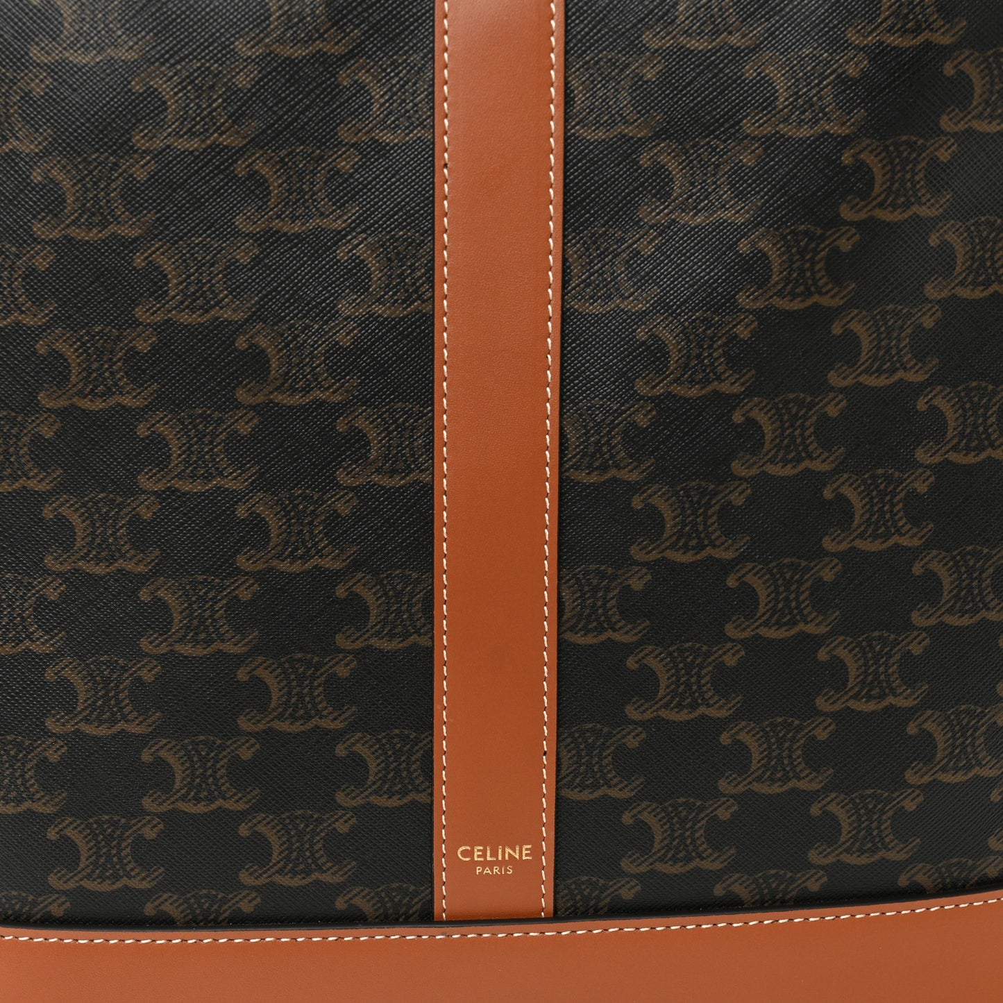 Triomphe Canvas Calfskin Small Cabas Bag Tan
