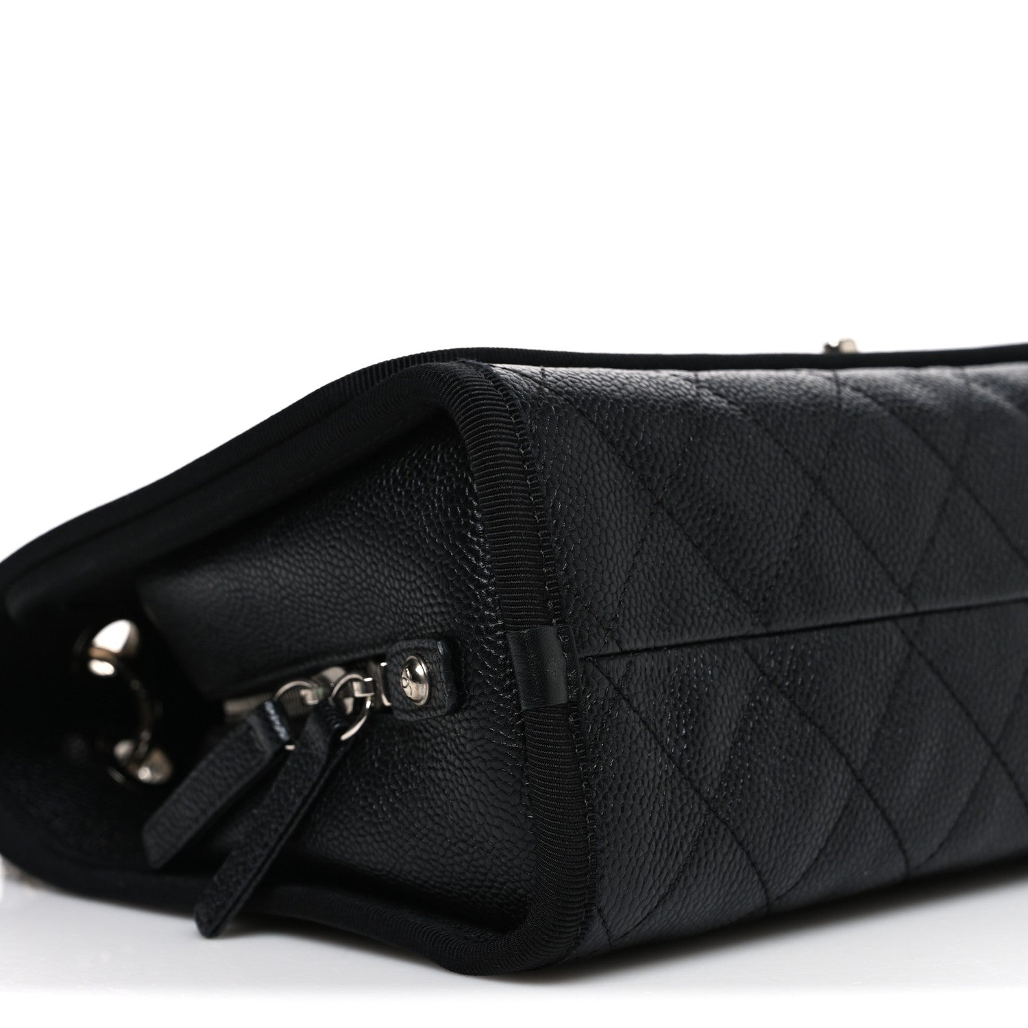 Chanel Caviar Grosgrain Quilted Top Handle CC Flap Black 9 of 10