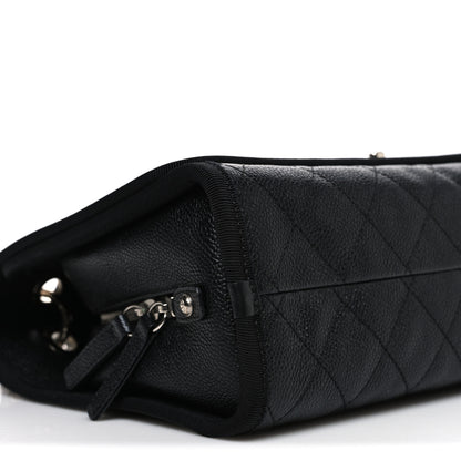 Chanel Caviar Grosgrain Quilted Top Handle CC Flap Black 9 of 10