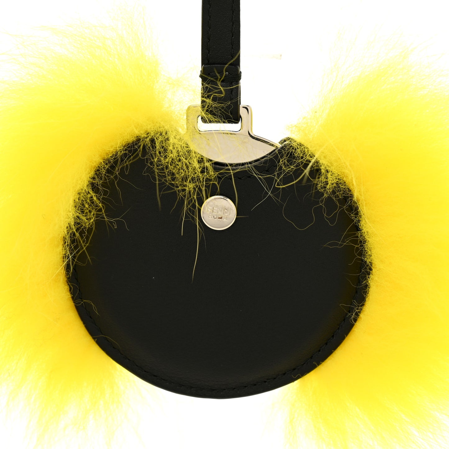 Fox Mink Fur Mirror Monster Bag Bug Charm Black Yellow