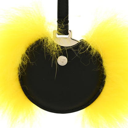 Fendi Fox Mink Fur Mirror Monster Bag Bug Charm Black Yellow 3 of 5