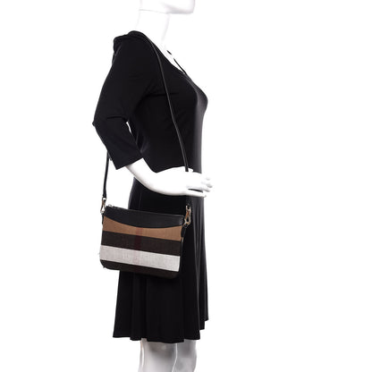 Burberry Mega Check Peyton Crossbody Clutch Bag Black 2 of 11