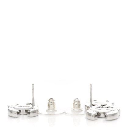 Chanel Baguette Crystal Double CC Earrings Silver 3 of 4