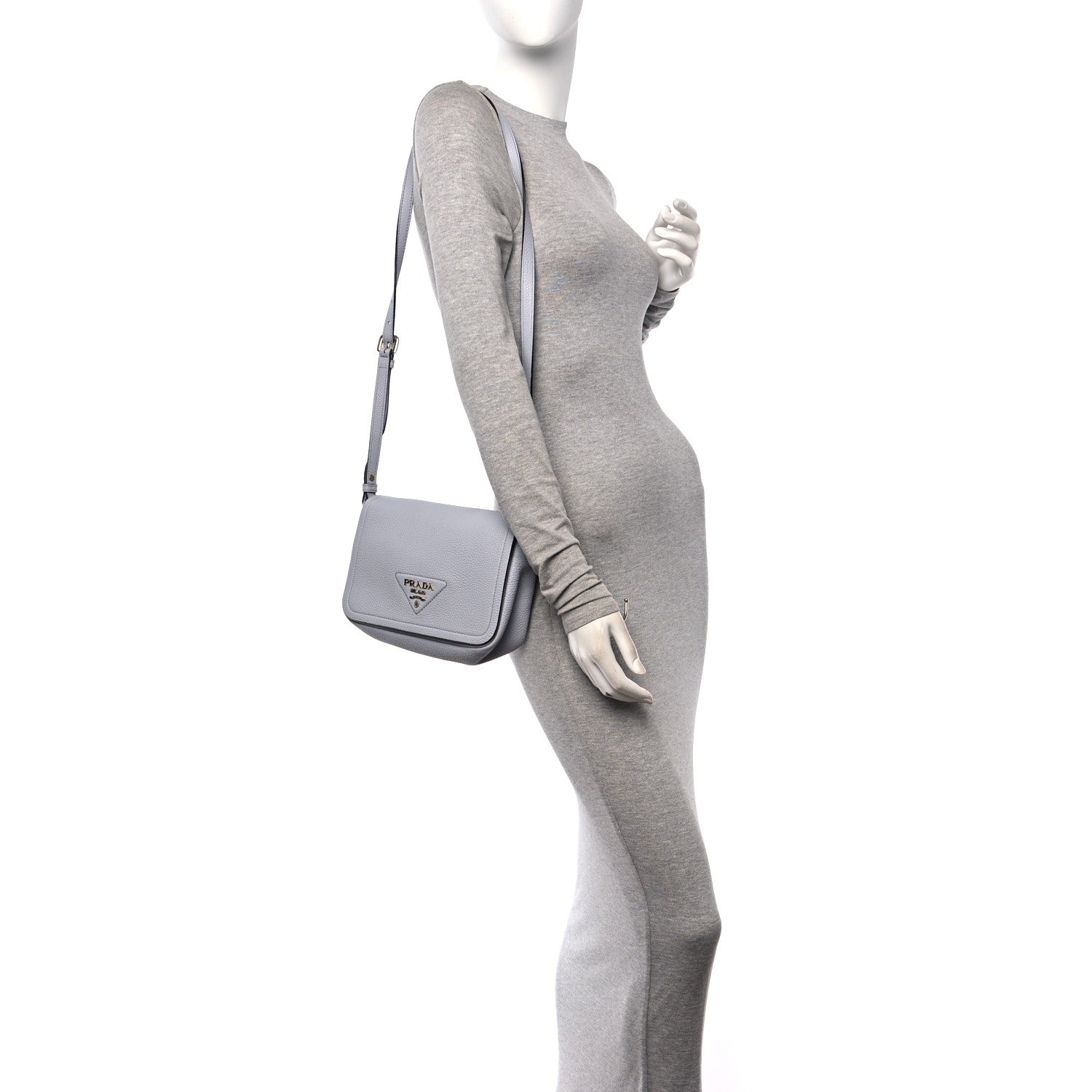 Prada Vitello Daino Soft Flap Crossbody Fiordaliso 2 of 10