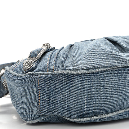 Balenciaga Washed Frayed Denim Crystal Le Cagole Shoulder Bag XS Blue 8 of 9