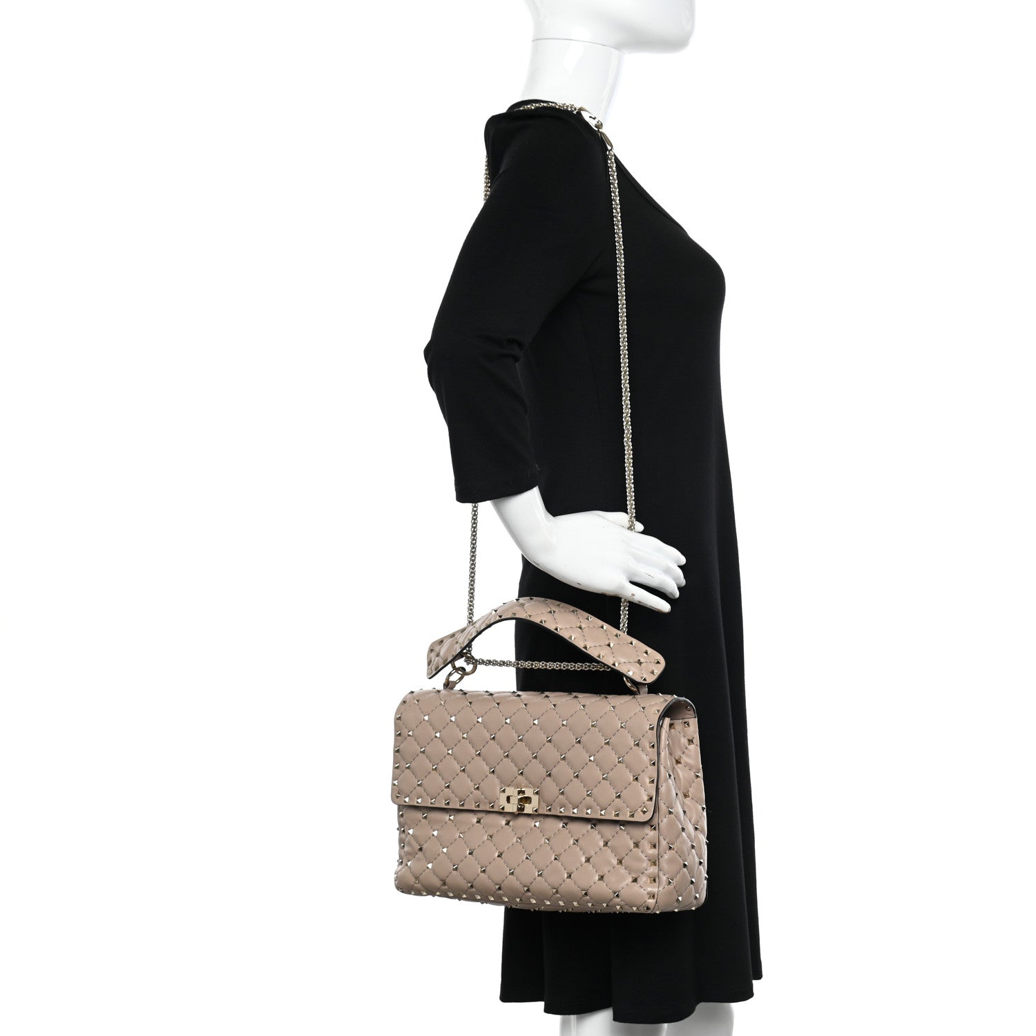 Valentino Garavani Nappa Large Rockstud Spike Shoulder Bag Poudre 2 of 10