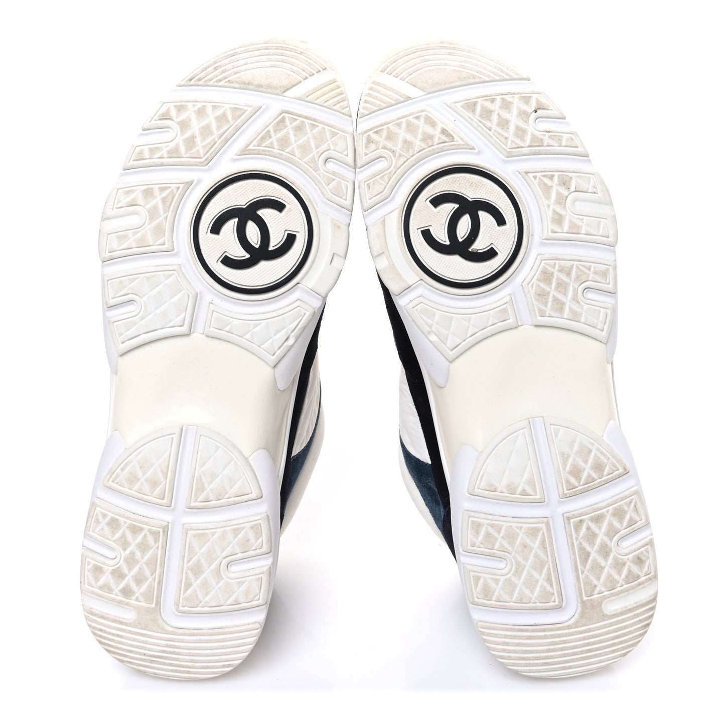 Nylon Calfskin Suede CC Womens Sneakers 40 Navy White Orange