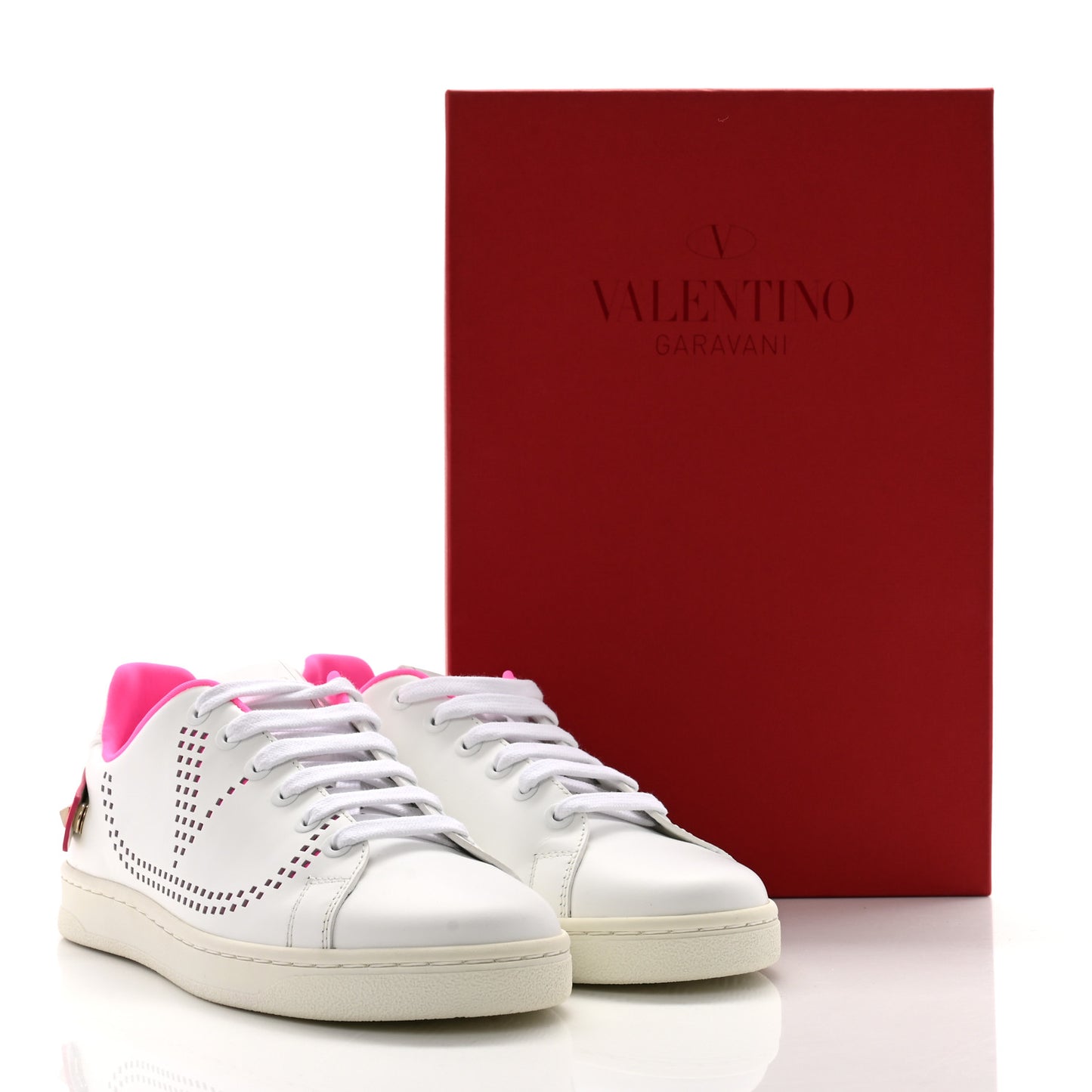 Calfskin Womens Backnet Sneakers 35 White Fuchsia