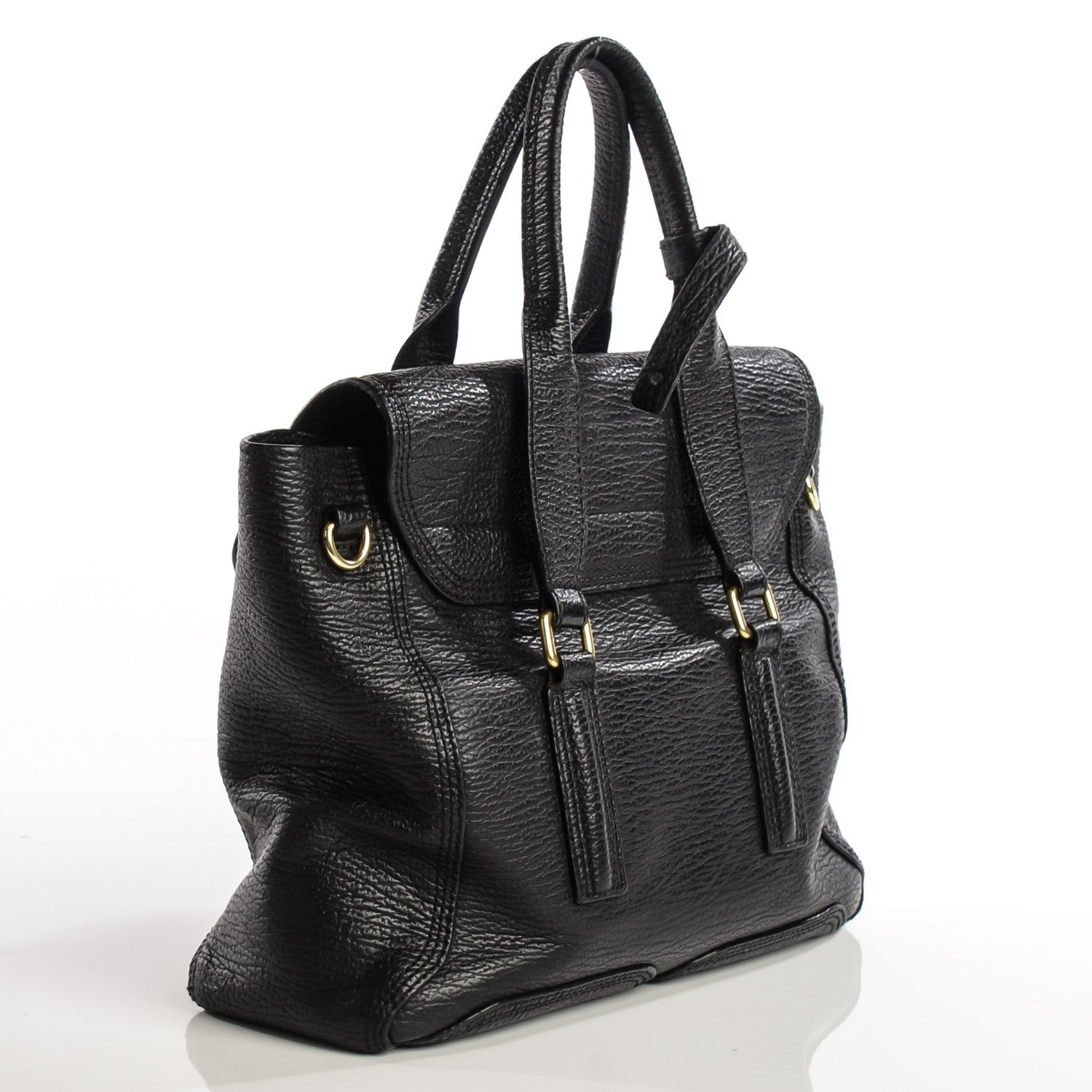 3.1 Phillip Lim 3.1 Textured Calfskin Medium Pashli Satchel Black 7 of 13
