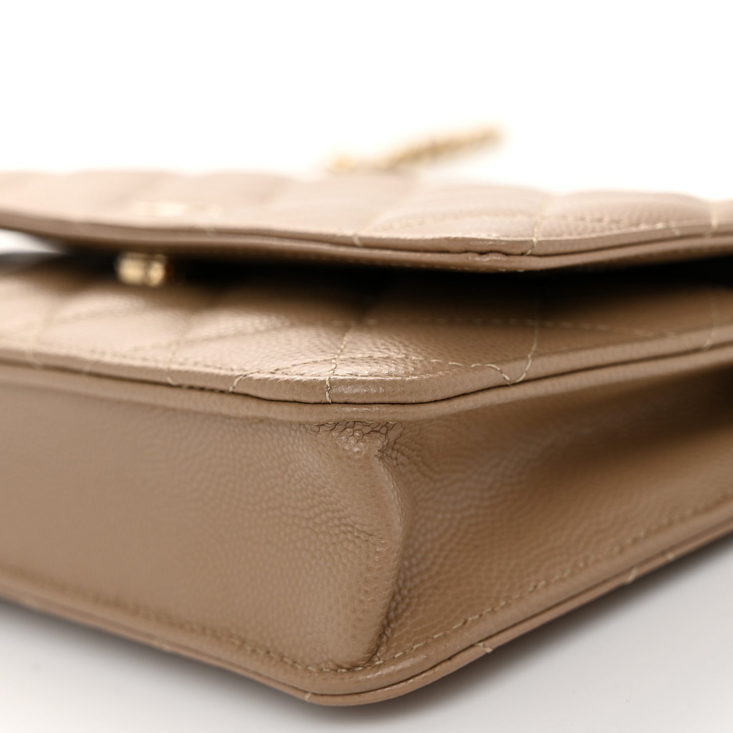 Caviar Quilted Wallet on Chain WOC Dark Beige