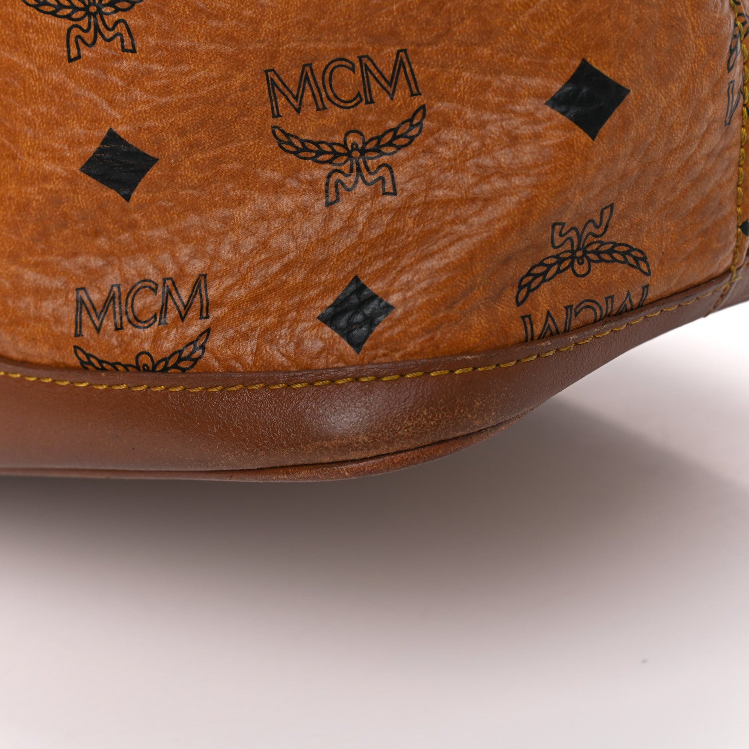 MCM Visetos Drawstring Bucket Bag Cognac 13 of 20