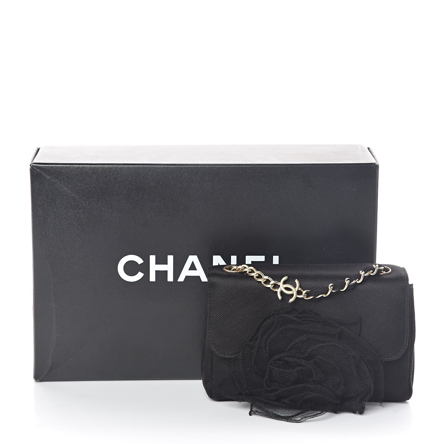 Chanel Satin Mesh Camellia Flap Black 10 of 10