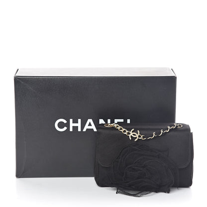 Chanel Satin Mesh Camellia Flap Black 10 of 10