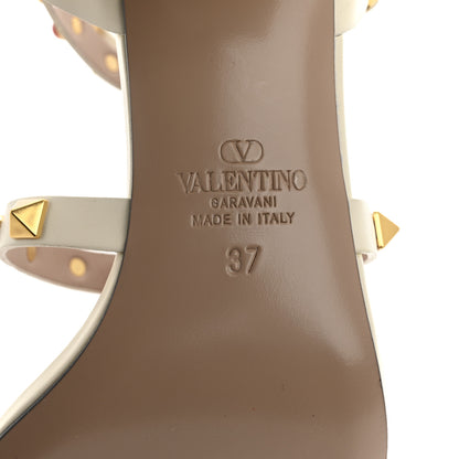 Valentino Garavani Calfskin Rockstud 60mm City Sandals 37 Ivory Coral Red 8 of 9