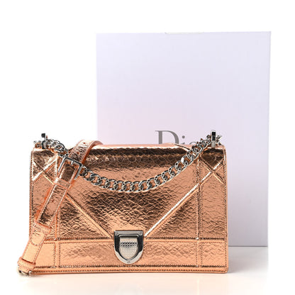 Christian Dior Metallic Ceramic Effect Deerskin Medium Diorama Flap Bag Gold 12 of 12