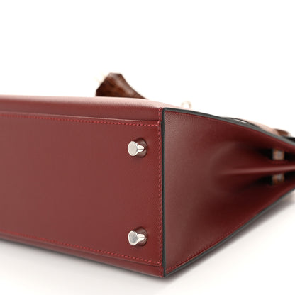 Hermes Madame Calfskin Shiny Niloticus Crocodile Kelly Sellier Touch 25 Rouge H Terre 10 of 14