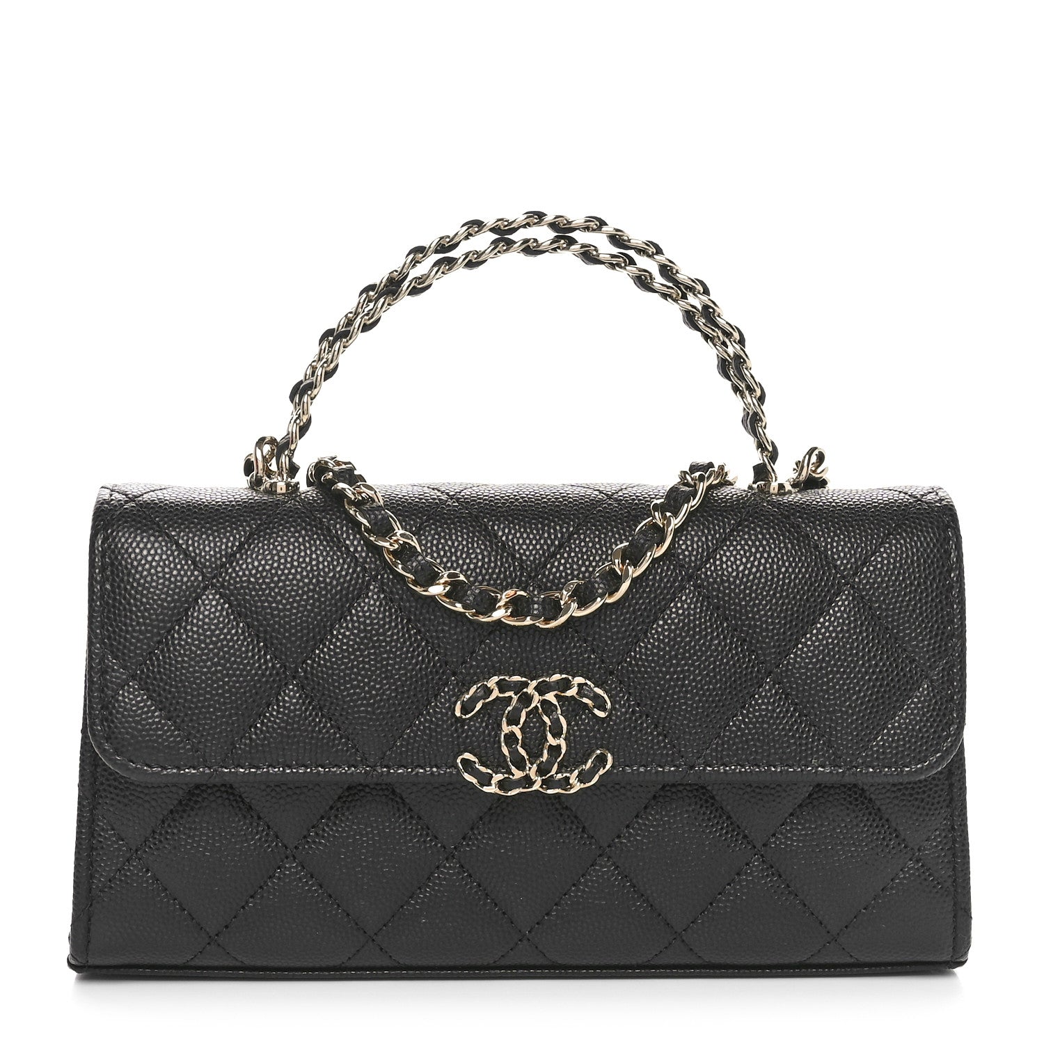 Chanel Caviar Quilted Chain Match Top Handle Phone Holder With Chain Black 1 of 11