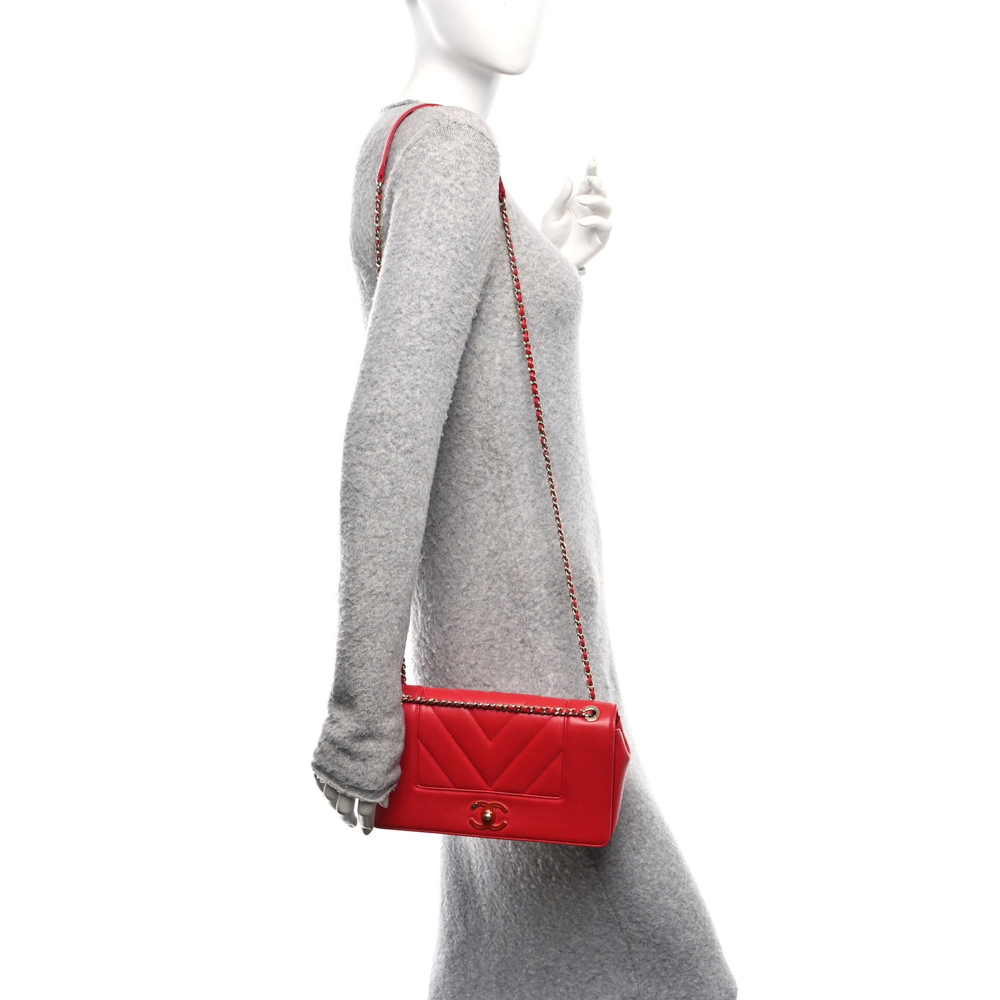 Sheepskin Chevron Quilted Vintage Mademoiselle Flap Red