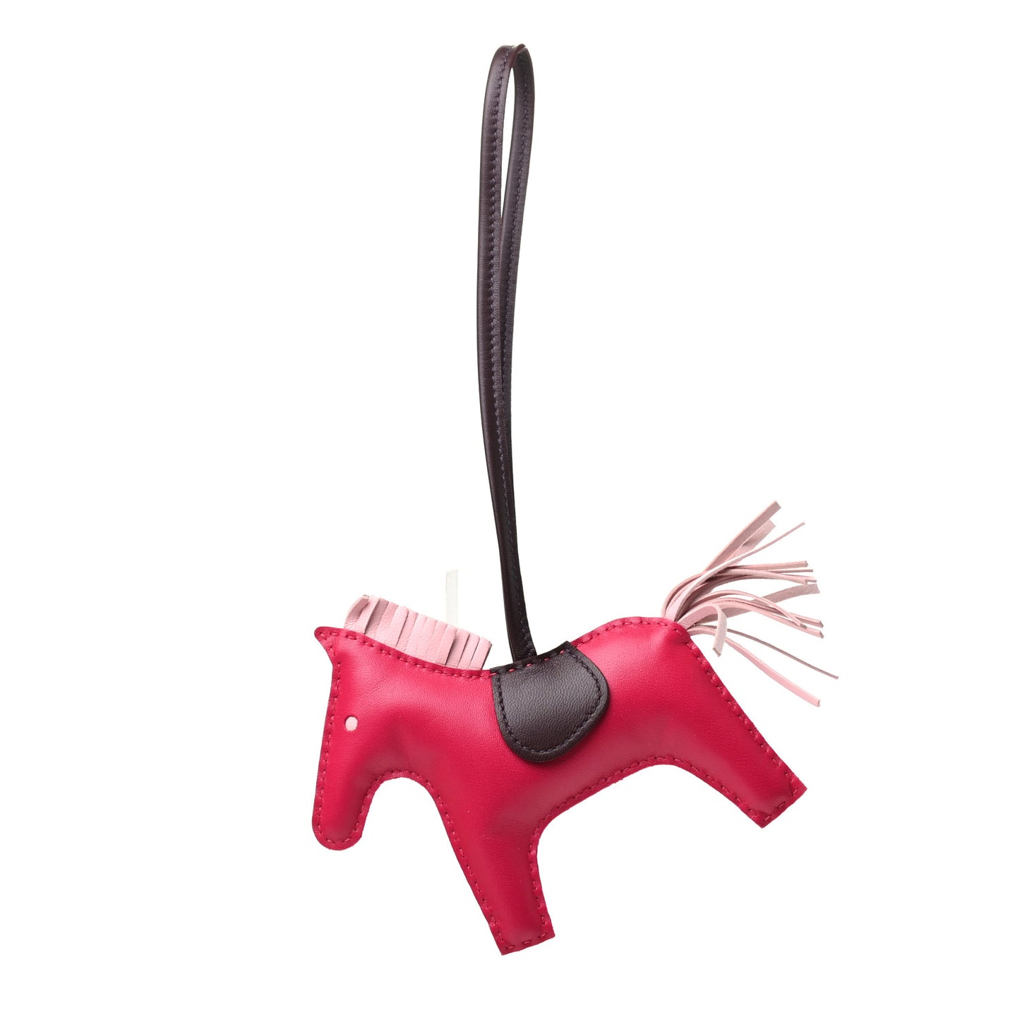 Milo Lambskin Grigri Rodeo Horse Bag Charm MM Rose Sakura Framboise Rouge Sellier