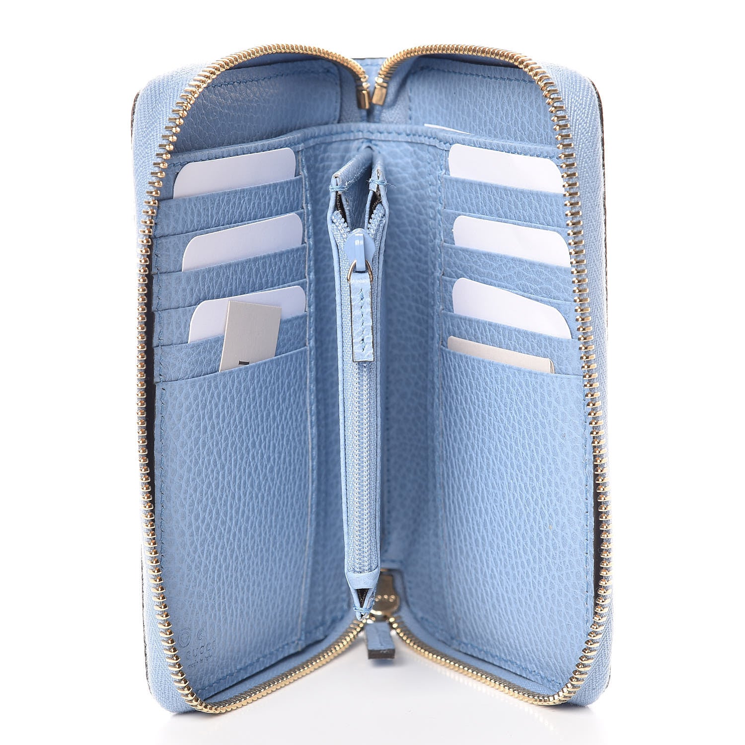 Gucci Dollar Calfskin Medium GG Zip Around Wallet Mineral Blue 5 of 8