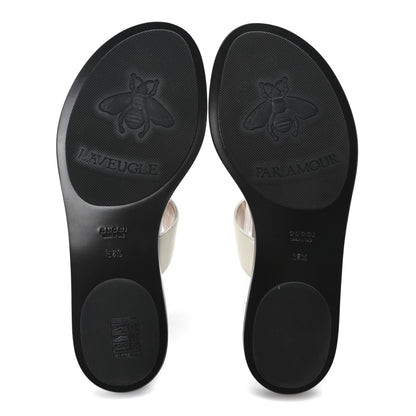 Gucci Calfskin GG Marmont Thong Sandals 38.5 Mystic White 6 of 9
