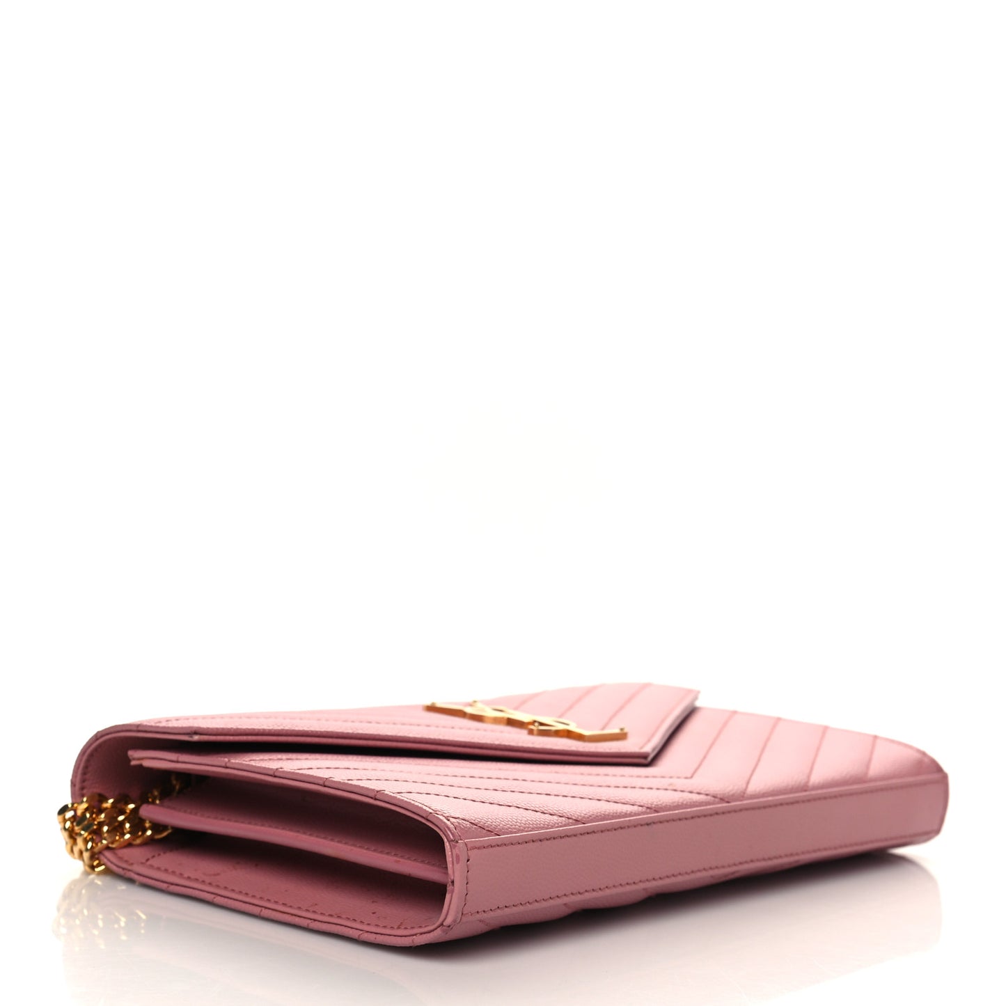 Grain De Poudre Matelasse Chevron Monogram Chain Wallet Indian Pink