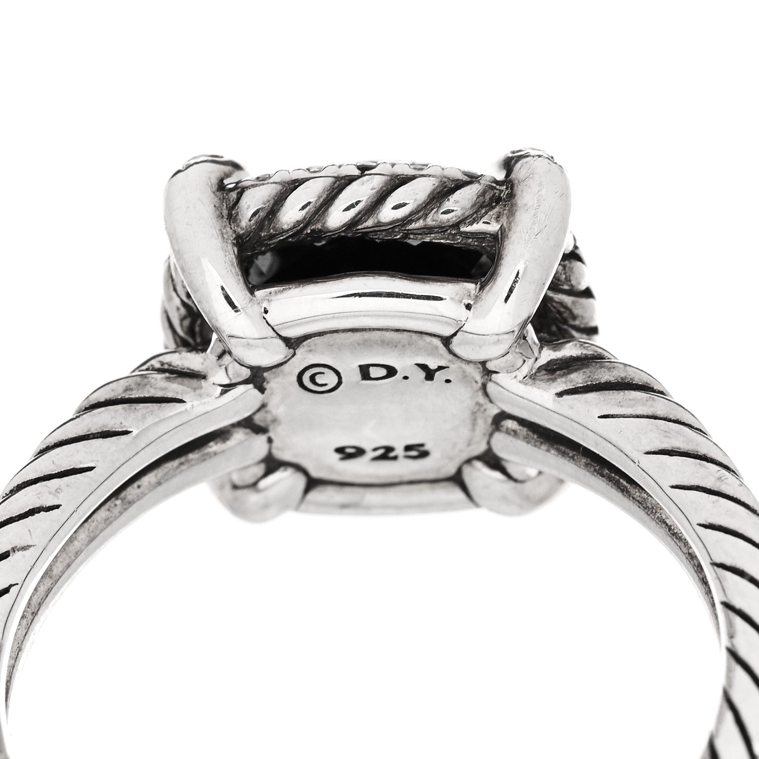 David Yurman Sterling Silver Diamond Black Orchid 9mm Chatelaine Pave Bezel Ring  57 8 5 of 6
