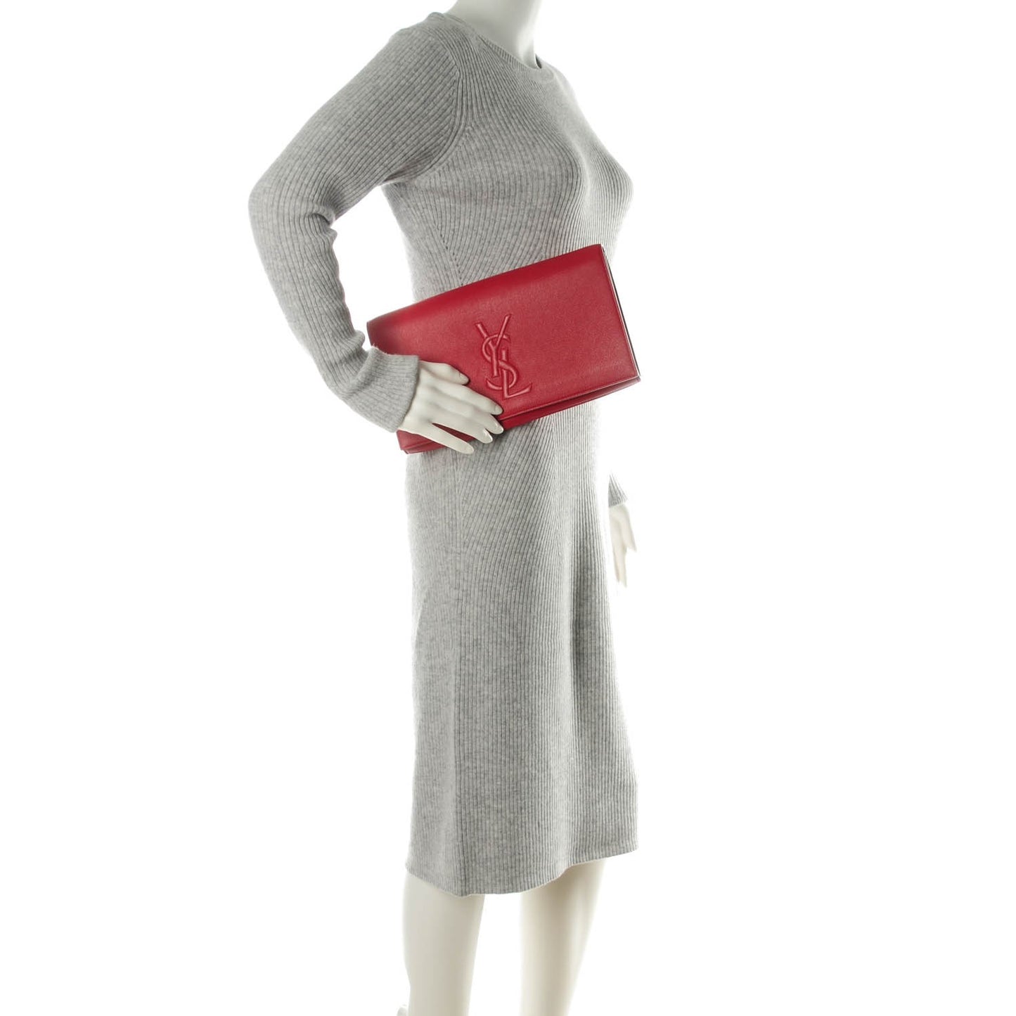 Calfskin Monogram Large Belle De Jour Clutch Rouge Orient