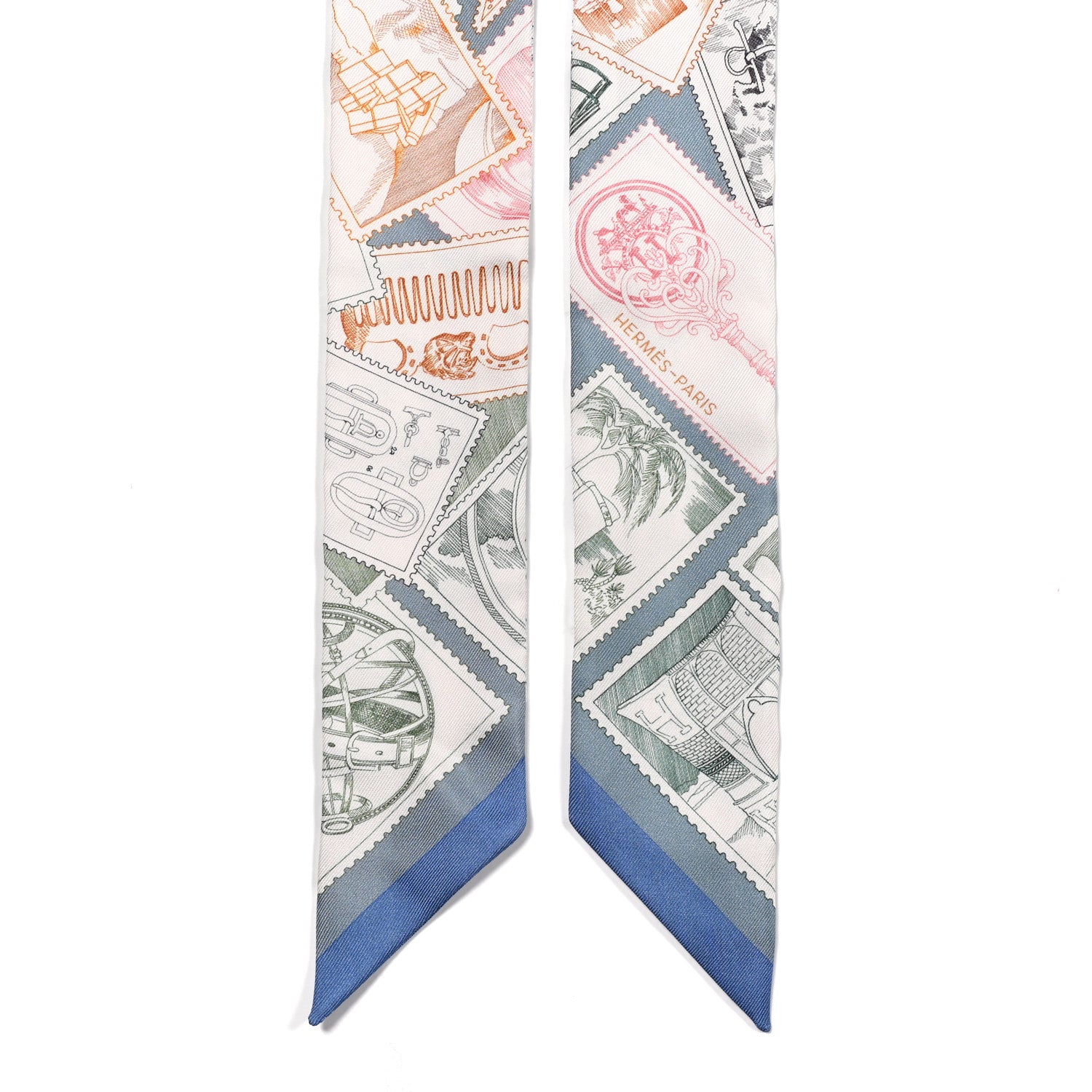 Hermes Silk Le Philateliste Du Faubourg Twilly Bleu Moyen White 2 of 4