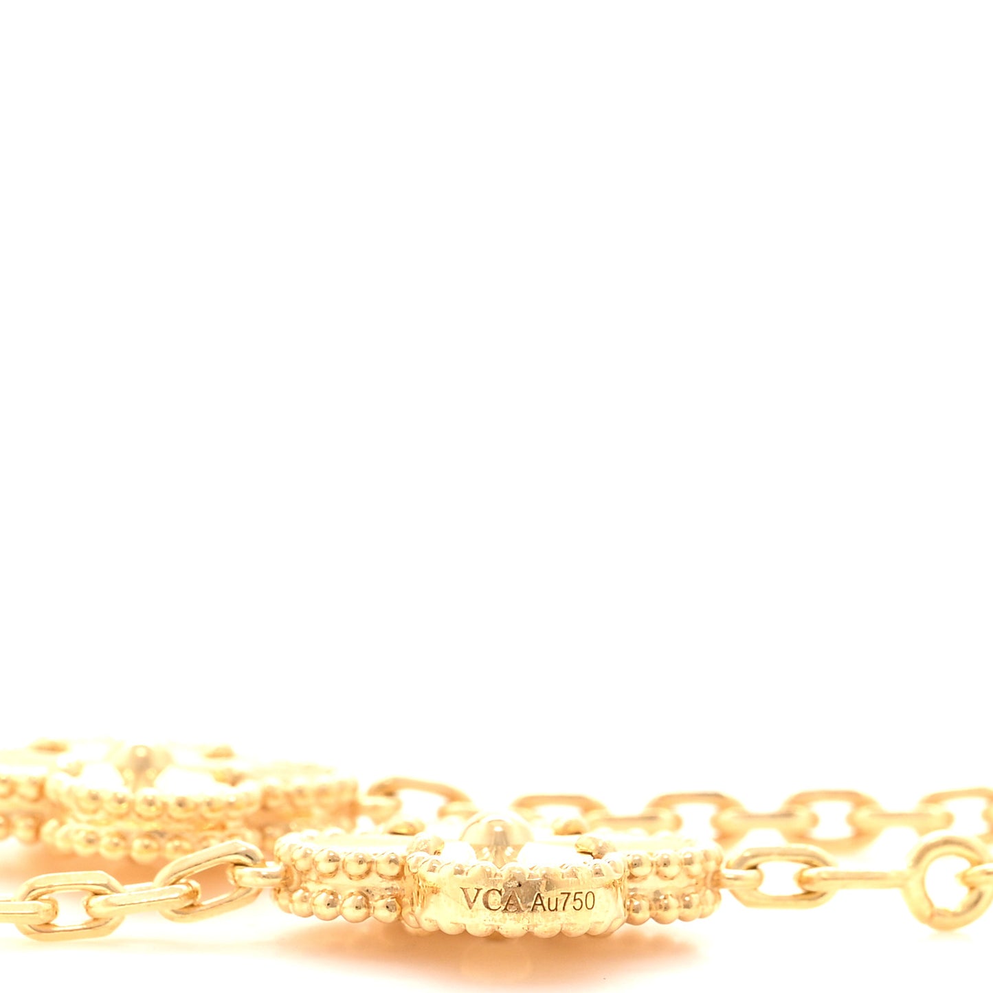 18K Yellow Gold 10 Motifs Guilloche Vintage Alhambra Necklace