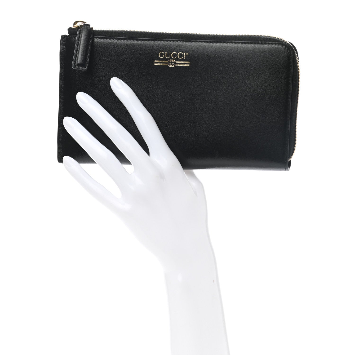 Gucci Calfskin Logo Zip Around Wallet Black 2 of 7