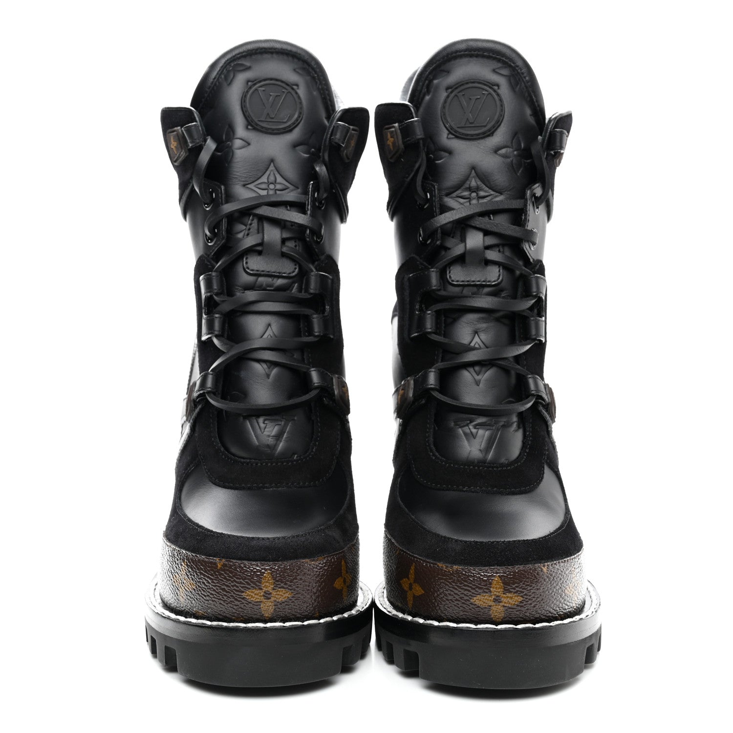 Louis Vuitton Suede Calfskin Monogram Star Trail Ankle Boots 39 Black 2 of 8