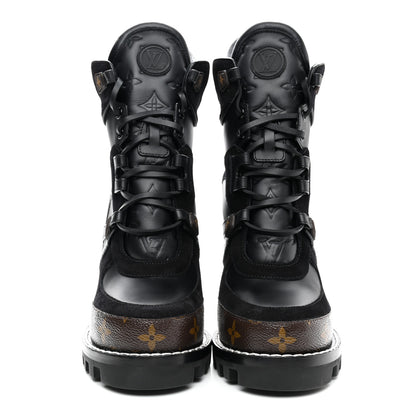 Louis Vuitton Suede Calfskin Monogram Star Trail Ankle Boots 39 Black 2 of 8