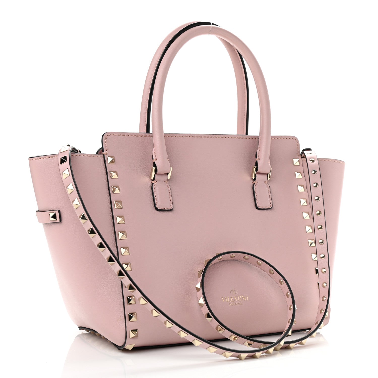 Valentino Garavani Vitello Small Rockstud Double Handle Tote Water Rose 2 of 9