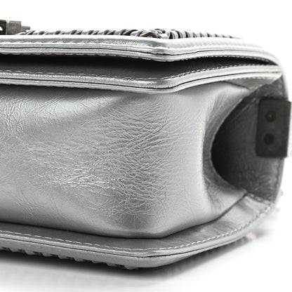 Chanel Metallic Aged Calfskin Quilted Small Boy Handle Flap Charcoal 16 of 17