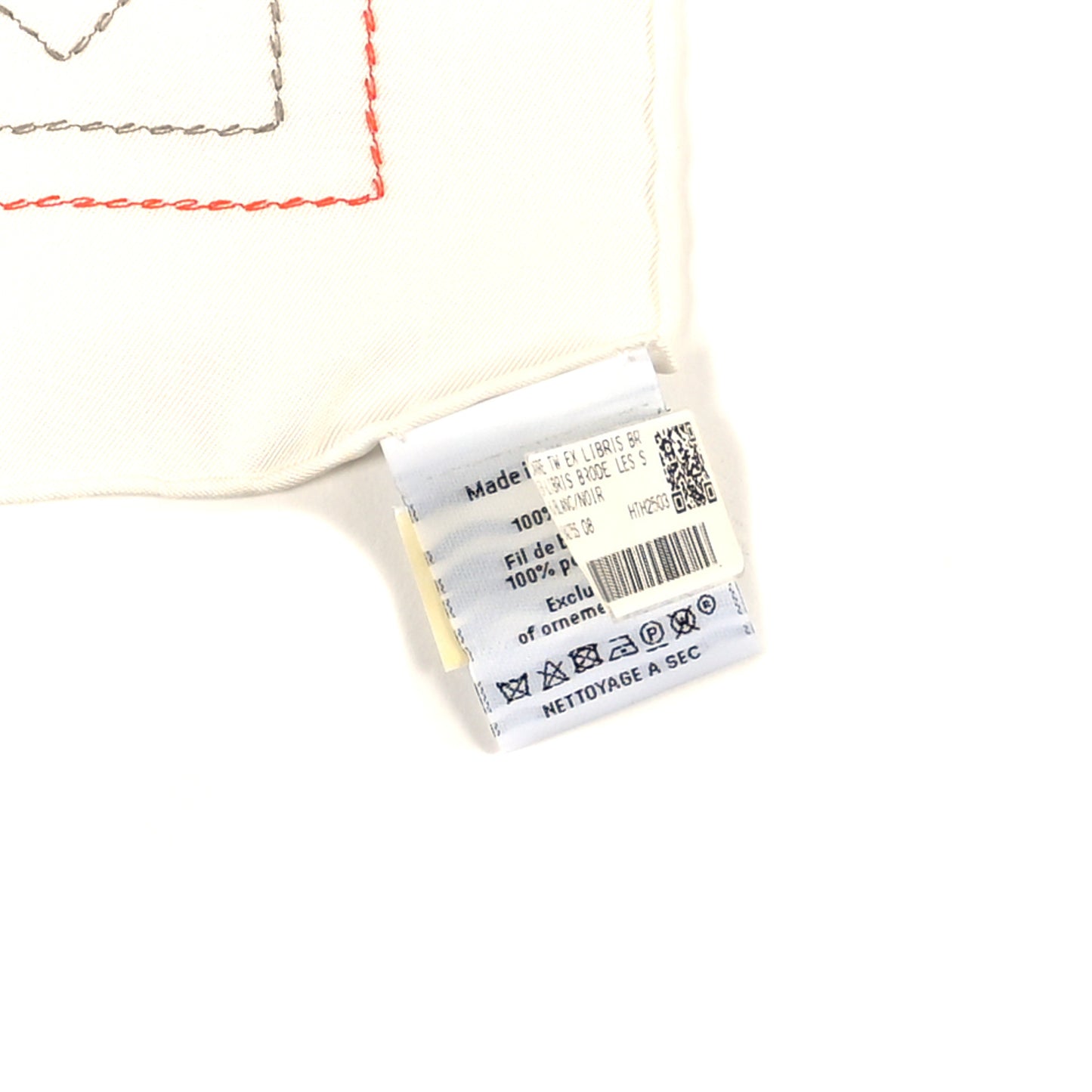 Silk Embroidered Ex Libris Sangles Scarf 90 White Black